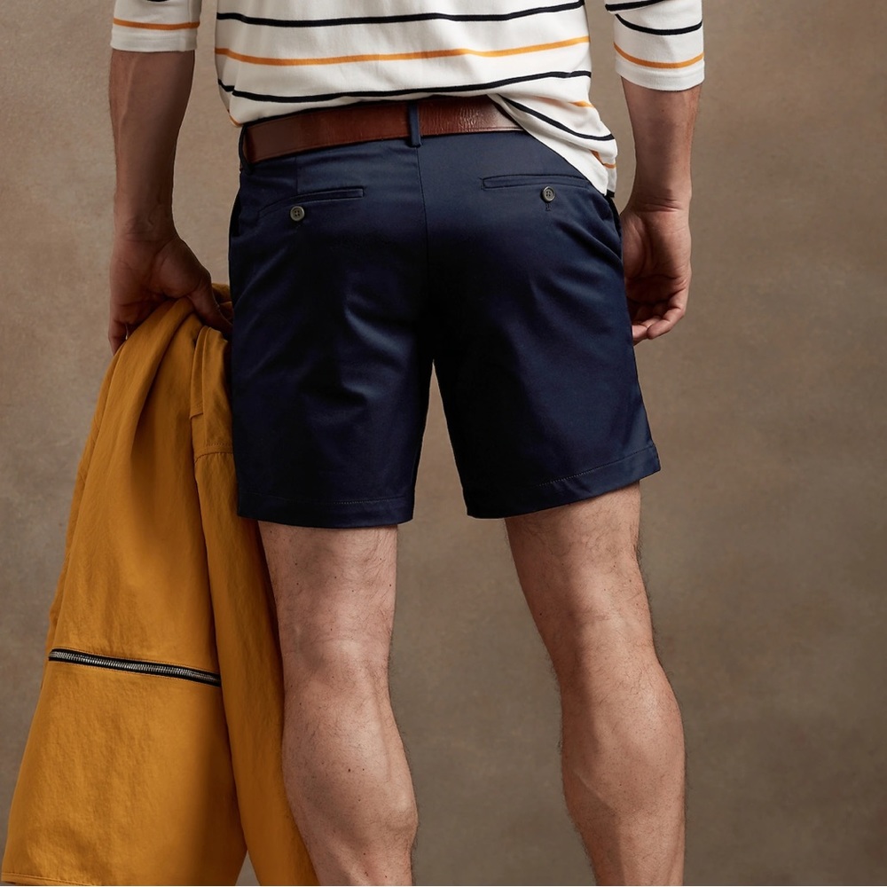 Mens Banana Republic Core Temp 7” Navy Blue Aiden Shorts NWT